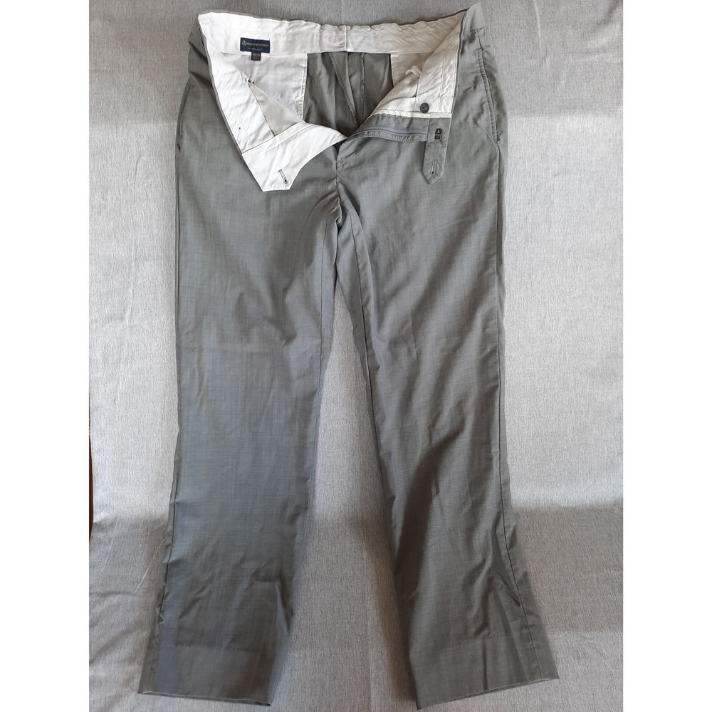 Brooks‎ Brothers Men 38x32 Fitzgerald Fit Pure Wool Stretch Gray Chino Pants